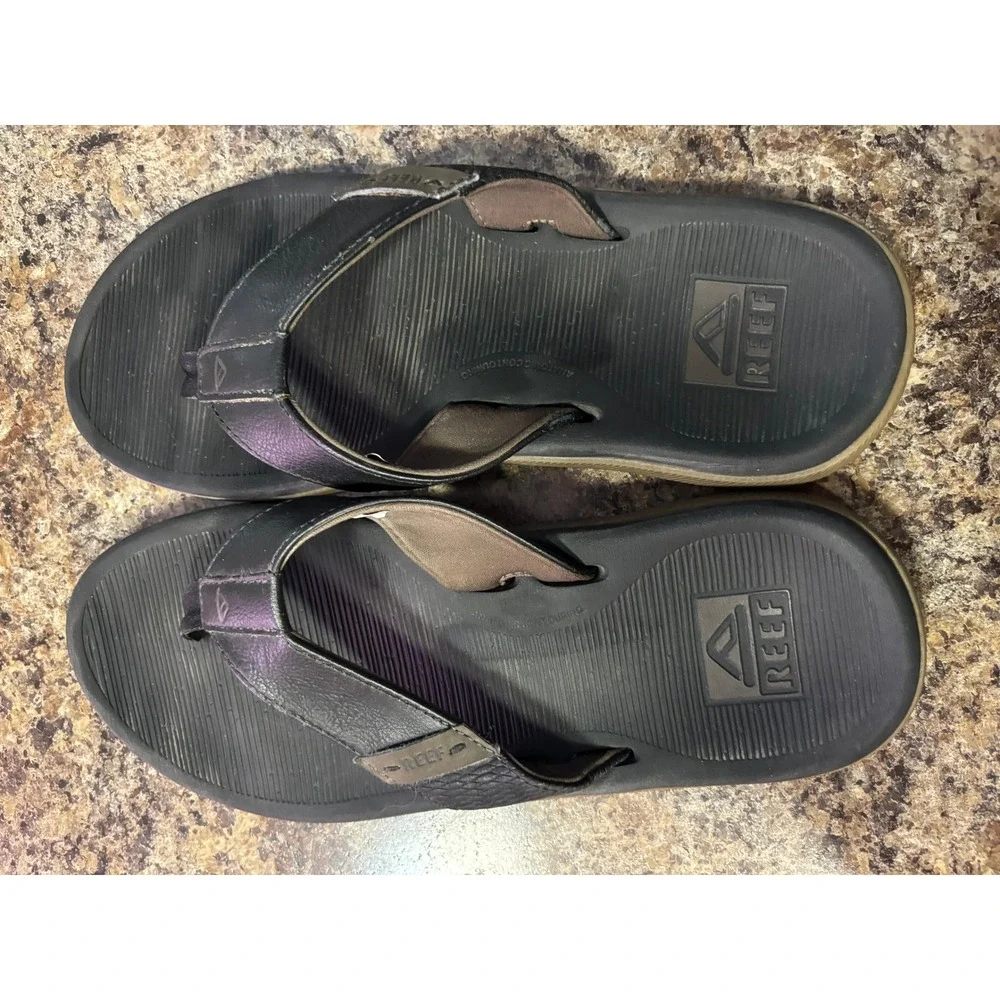 Reef Santa Ana Mens Flip Flop Sandals Black Brown Size 9 Thong Comfort Beach